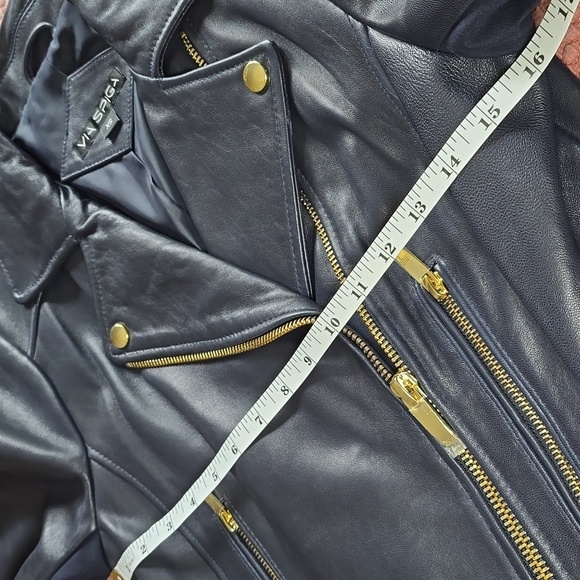 Via Spiga Mixed Media Leather Moto Jacket - Picture 13 of 17